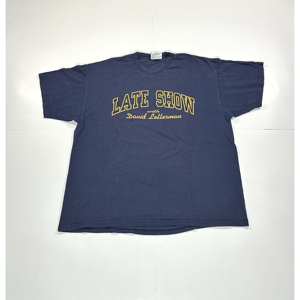 Vintage 90s Late Show With David Letterman T-Shirt LEE Navy Blue Men’s Size XL